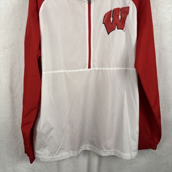 Wisconsin Badgers Windbreaker Jacket 1/2-Zip With Hood Size Large NWT - Picture 2 of 6